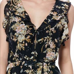 Paige dress- silk black flower print